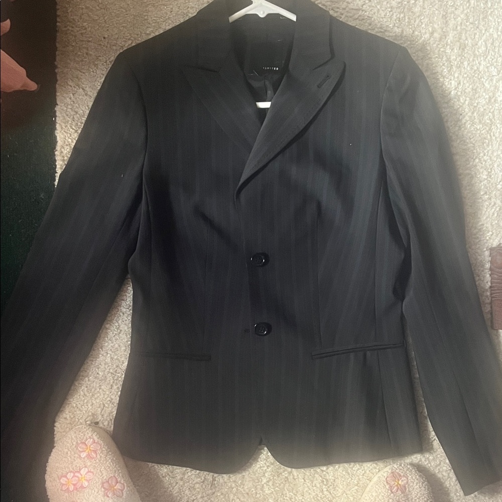 The Limited Black Pinstripe Two-Button Blazer